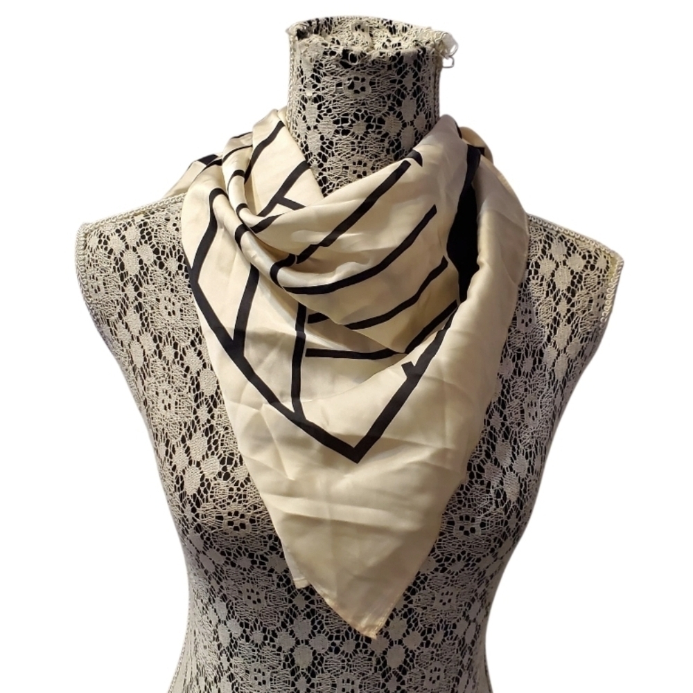 A New Day Women's Elegant Cream & Black Printed Scarf